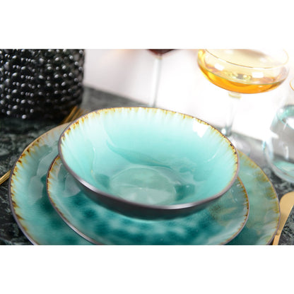 AULICA Soepkom Turquoise Groen Ø17,5 cm – Keramische Kom in Verre Landen-Stijl | woon-meubel.nl