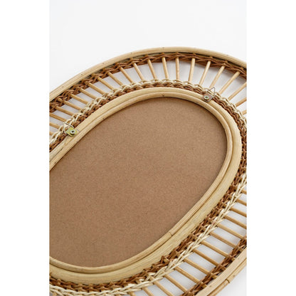 Oval Wall Mirror - L59 x W40 x H3 cm - Rattan - Light Brown