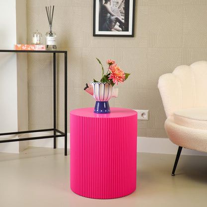 Bijzitter - cilinder- MDF - Neon roze - 39x39x45cm