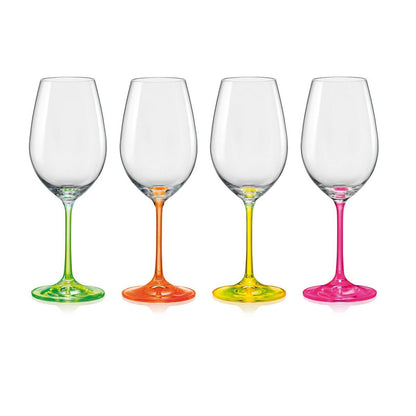 Set van 4 Neon Wijnglazen – Aulica Design Glaswerk |woon-meubel.nl