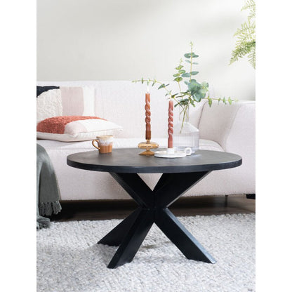 Salontafel Bob - Zwart Mangohout Spinpoot metaal |woon-meubel.nl