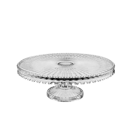 Glazen taartplaat met voet 32x32x12 cm – Aulica – stijlvol dessertgerecht
