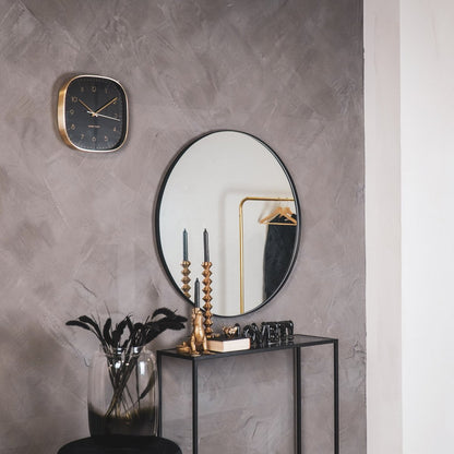 Spiegel - Ronde Wandspiegel - Metaal - Zwart - Ø80cm|woon-meubel.nl