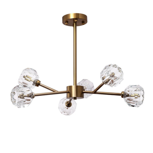 Hanglamp Rosy Copper Gold – 6-lichts | Design Plafondlamp van Glas en Metaal