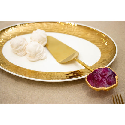 Ovaal Porseleinen Gerecht – Wit & Goud – 36,5 cm – Luxe Serveerschaal |woon-meubel.nl