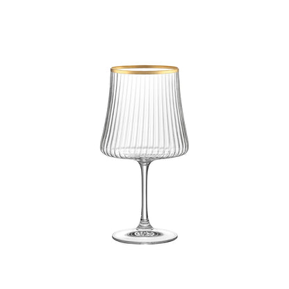 Wijnglazen – Set van 6 – Transparant met Gouden Rand – Marie Design