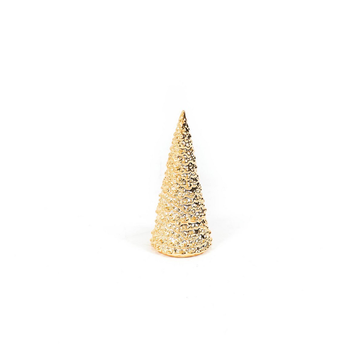 Ornament - Kerstboom - Keramiek - Goud - 9x9x20cm