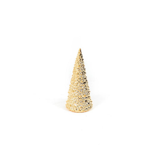 Ornament - Kerstboom - Keramiek - Goud - 9x9x20cm