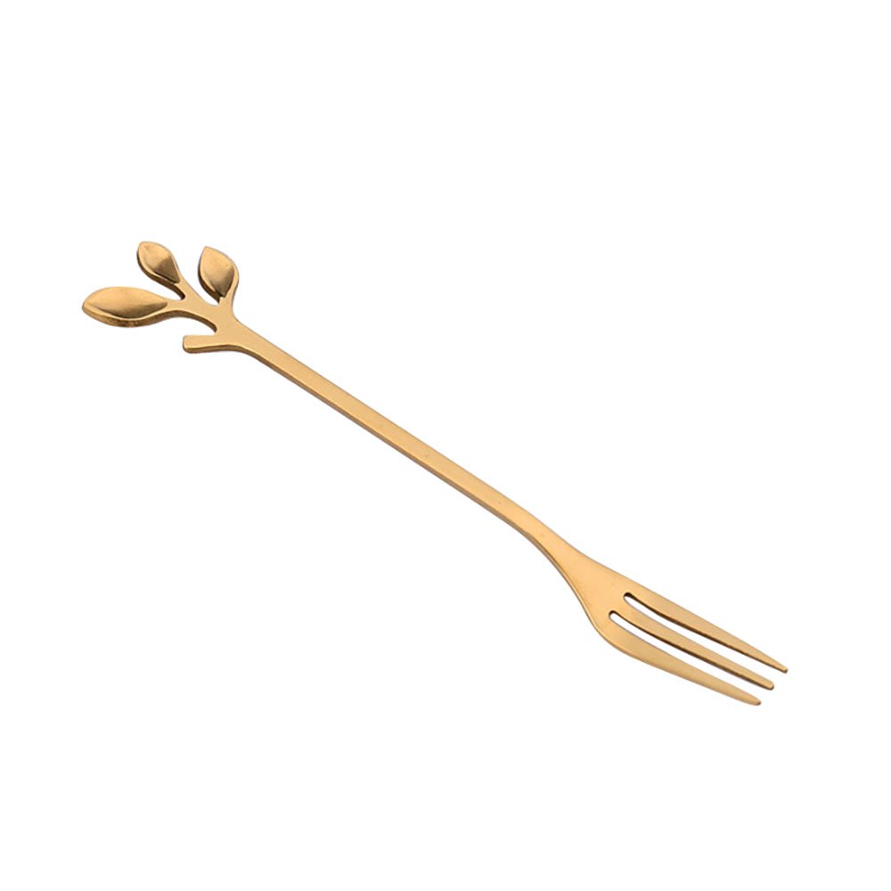 Aulica Luxe Dessertvorkjes Goud Bladdesign - RVS - Set van 6 |woon-meubel.nl