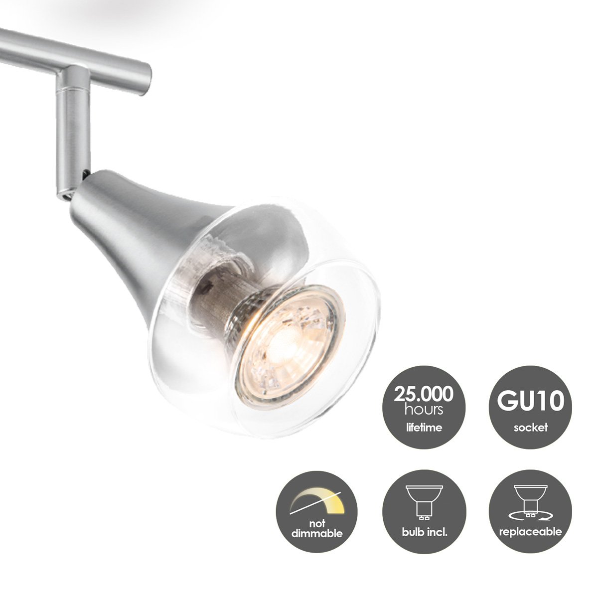 LED Opbouwspot Vaya 2 - incl. dimbare LED lamp - staal