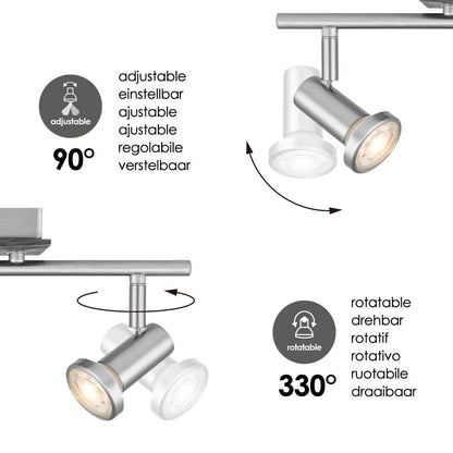 LED Surface-mounted spotlight Stone 2 - dimmable - brushed steel