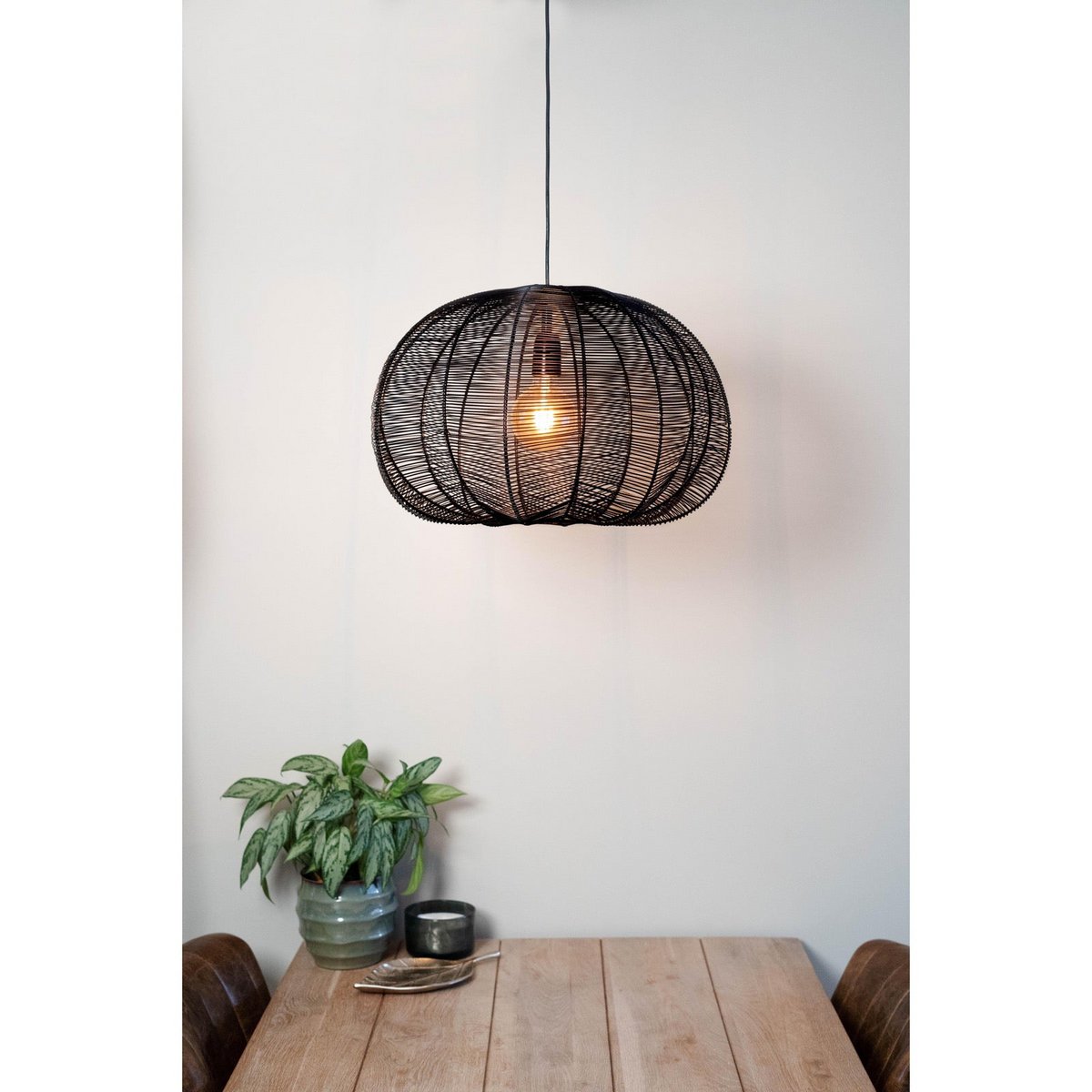 Hanglamp FARAH mat zwart Ø50x38cm