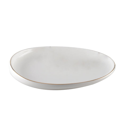 Witte Ovale Keramische Dessertplaat – Aulica 23x20,5 cm | www.woon-meubel.nl