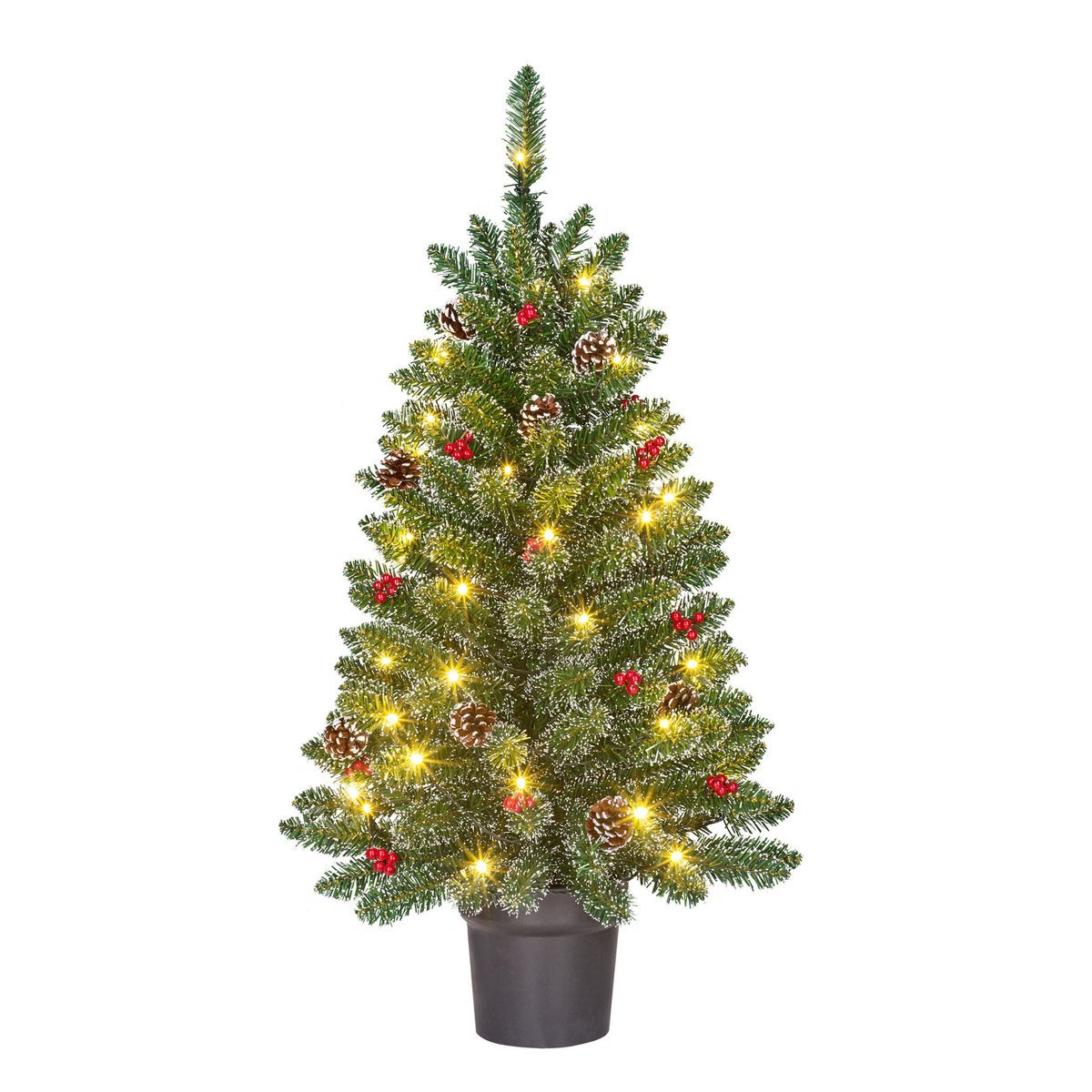 Creston Kunstkerstboom in Pot met LED Verlichting - H90 x Ø50 cm - Groen Frosted