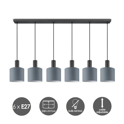 Lampe suspendue Bling-Xxl Beam 6L-Gris-20cm