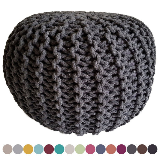 Gebreide Poef Ø 45 cm – Handgemaakt |woon-meubel.nl