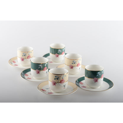 Bloemen koffiekopjes - Set van 6 |woon-meubel.nl