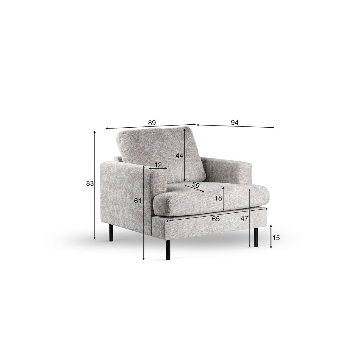 1 zits fauteuil, stof Haga 30, E720 champagne