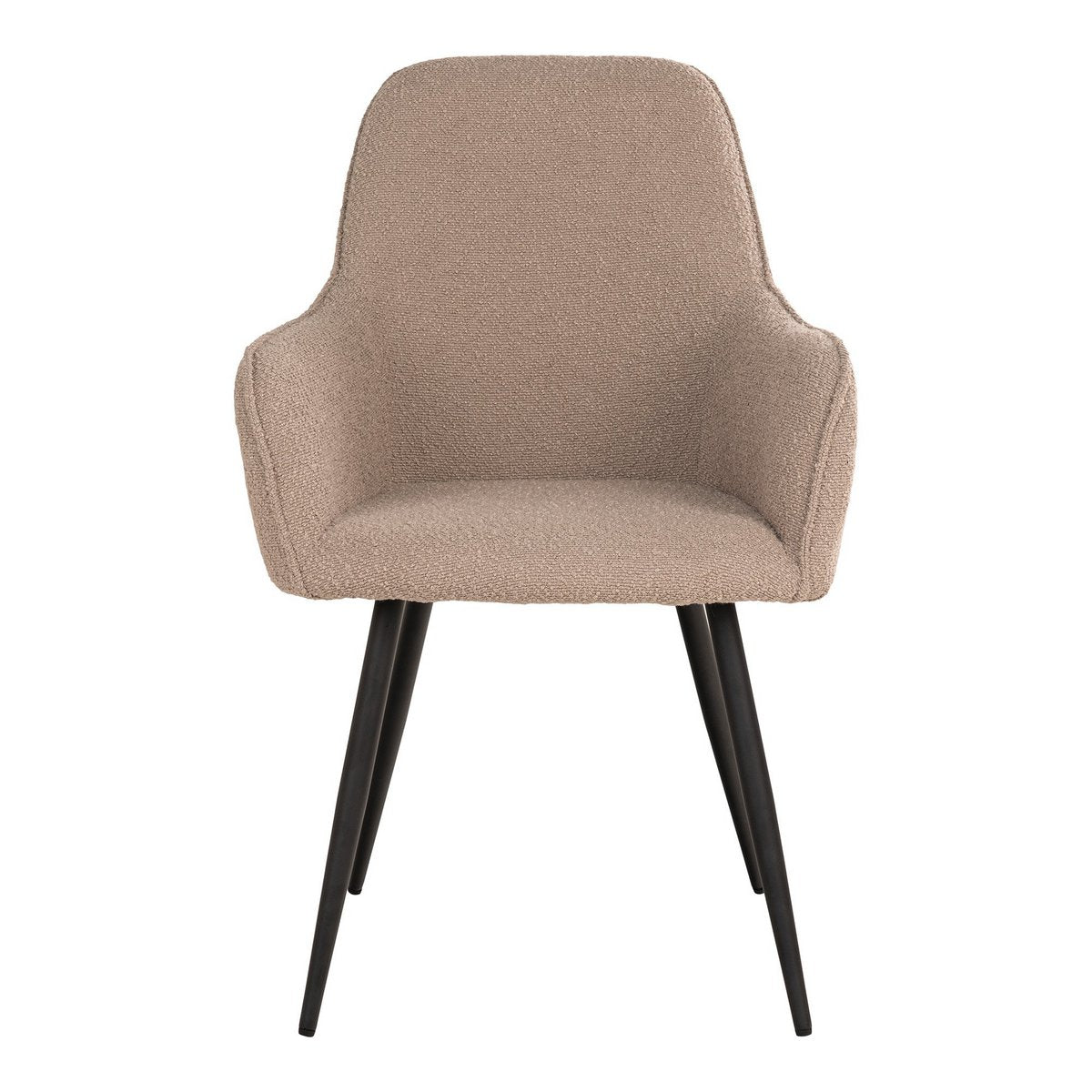 Harbo Dining Chair - Eetkamerstoel in bouclé, beige met zwarte poten - Set van 2