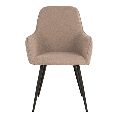 Harbo Dining Chair - Dining chair in bouclé, beige with black legs - Set of 2