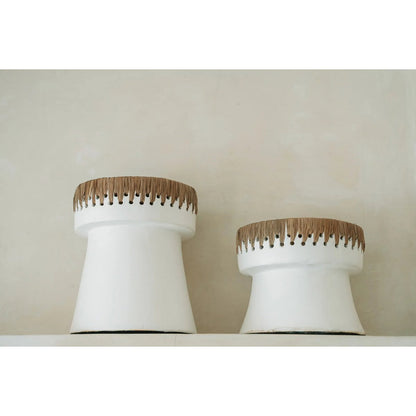De Mooie Kaarsenhouder terracotta - Wit Naturel - M |woon-meubel.nl