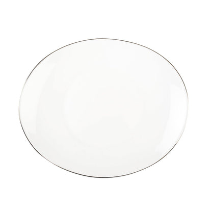 Aulica Dessertbord Ovaal – Wit Glas met Platinarand (21,5 cm)