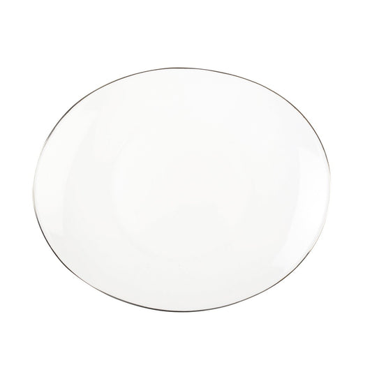 Aulica Dessertbord Ovaal – Wit Glas met Platinarand (21,5 cm)
